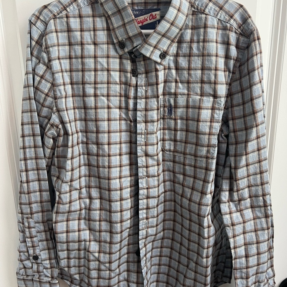 johnnie-O Blue and Brown Checkered Shirt